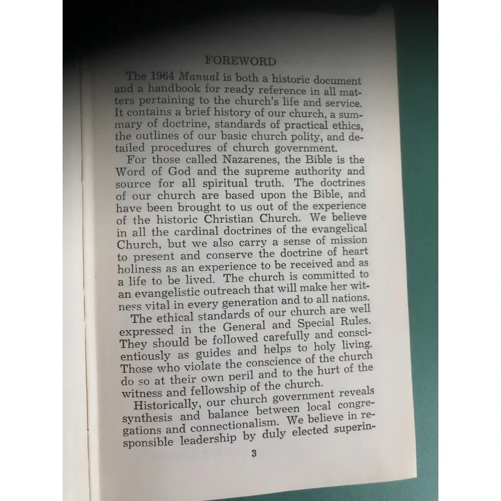 1964 Manual, Church of the Nazarene Vintage 60s Religious Christian Text
